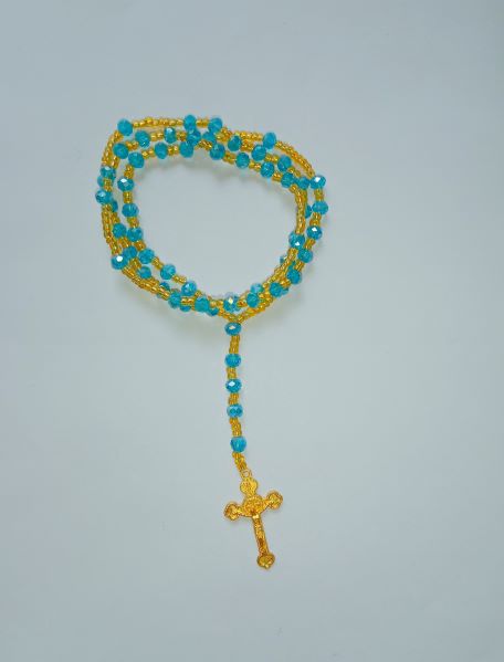 BLUE ROSARY WITH GOLDEN THREAD - Joy of Gifting